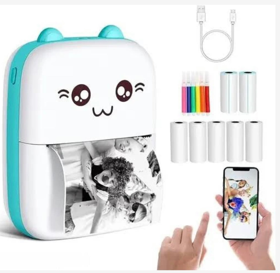 Pocket Mini Bluetooth Thermal Printer with App – Portable Photo Printer (1 Roll Paper Included)