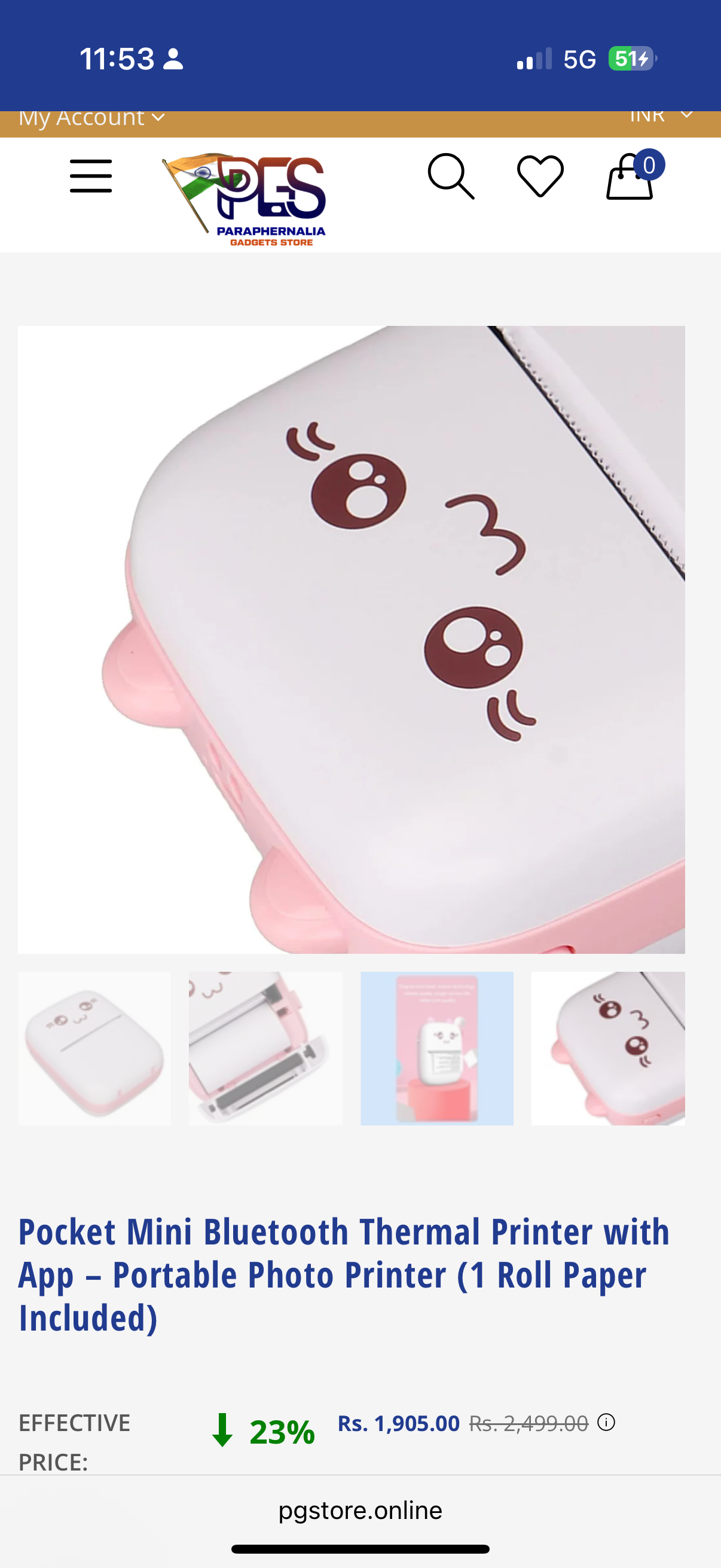 Pocket Mini Bluetooth Thermal Printer with App – Portable Photo Printer (1 Roll Paper Included)